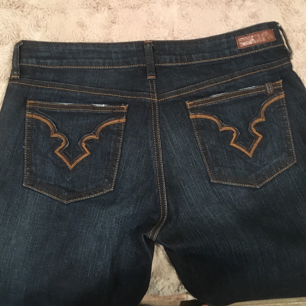 Buffalo David Bitton Women's Dark Blue Boot Cut Jeans with Brown Stitching